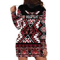 Personalised Aotearoa Waitangi Hoodie Dress Taniko Motifs - Mania Gecko