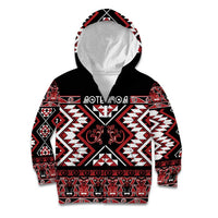 Personalised Aotearoa Waitangi Kid Hoodie Taniko Motifs - Mania Gecko