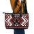 Personalised Aotearoa Waitangi Leather Tote Bag Taniko Motifs - Mania Gecko