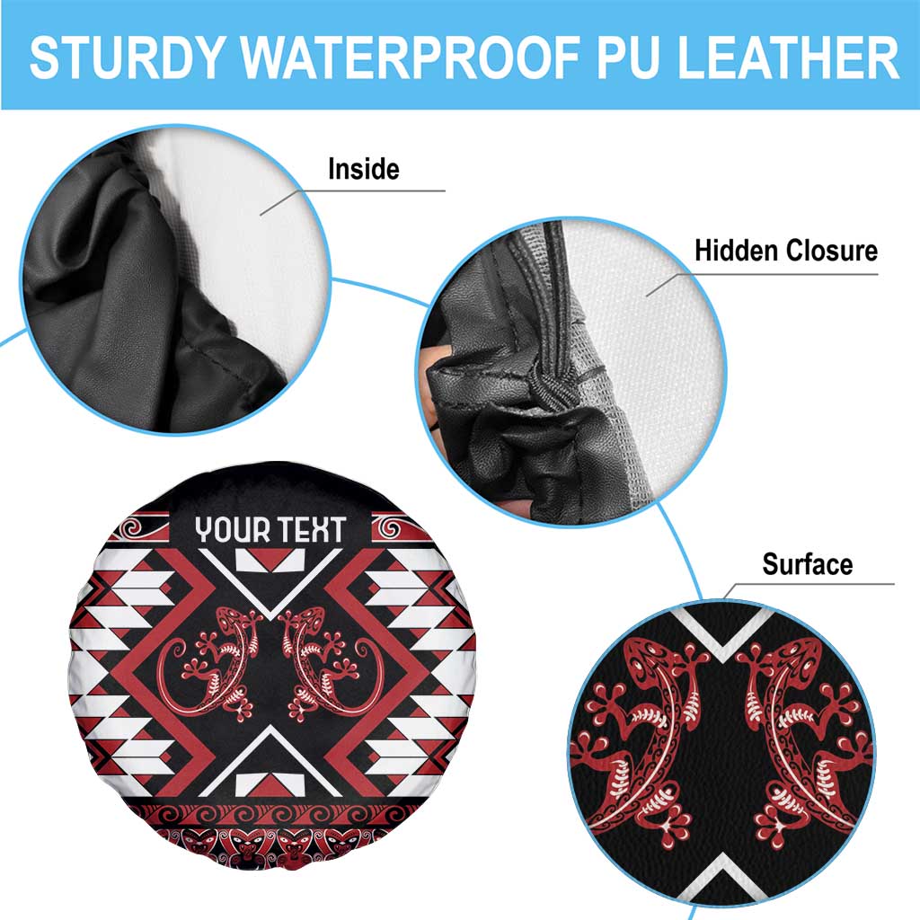 Personalised Aotearoa Waitangi Spare Tire Cover Taniko Motifs - Mania Gecko
