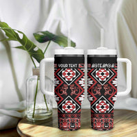 Personalised Aotearoa Waitangi Tumbler With Handle Taniko Motifs - Mania Gecko