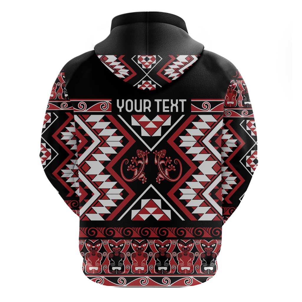 Personalised Aotearoa Waitangi Zip Hoodie Taniko Motifs - Mania Gecko