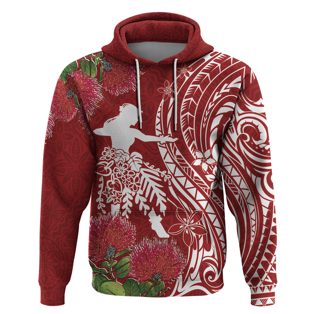 Personalised Hawaii Wahine Hoodie Women's Day Ohia Lehua LT7 Pullover Hoodie Red - Polynesian Pride