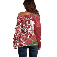 Personalised Hawaii Wahine Off Shoulder Sweater Women's Day Ohia Lehua LT7 - Polynesian Pride