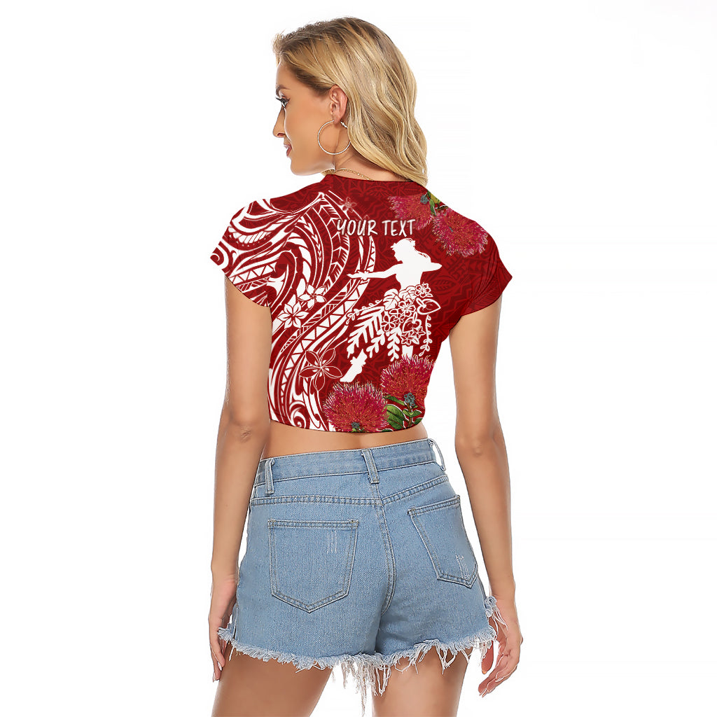 Personalised Hawaii Wahine Raglan Cropped T Shirt Women's Day Ohia Lehua LT7 - Polynesian Pride