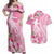 Personalised Hawaii Wahine Couples Matching Off Shoulder Maxi Dress and Hawaiian Shirt Women's Day Maui Lokelani Roses LT7 Pink - Polynesian Pride