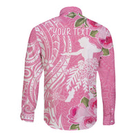 Personalised Hawaii Wahine Long Sleeve Button Shirt Women's Day Maui Lokelani Roses LT7 - Polynesian Pride