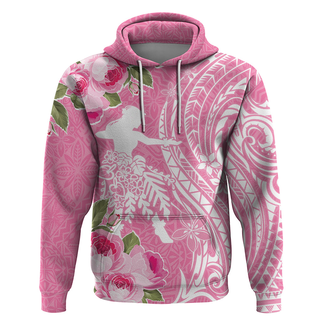 Personalised Hawaii Wahine Zip Hoodie Women's Day Maui Lokelani Roses LT7 Pullover Hoodie Pink - Polynesian Pride