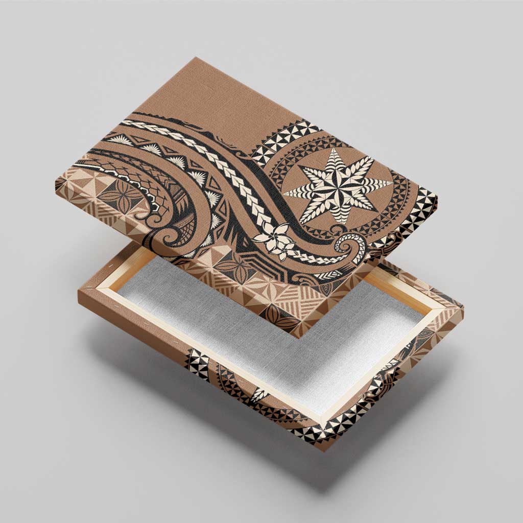 Tonga Ngatu Canvas Wall Art Vintage Brown Manulua Motifs