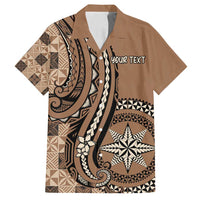 Personalized Tonga Ngatu Family Matching Long Sleeve Bodycon Dress and Hawaiian Shirt Vintage Brown Manulua Motifs LT7 Dad's Shirt - Short Sleeve Brown - Polynesian Pride