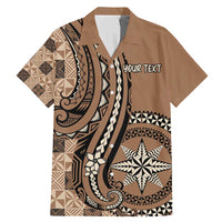 Personalized Tonga Ngatu Family Matching Mermaid Dress and Hawaiian Shirt Vintage Brown Manulua Motifs LT7 Dad's Shirt - Short Sleeve Brown - Polynesian Pride