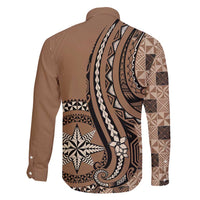 Personalized Tonga Ngatu Family Matching Mermaid Dress and Hawaiian Shirt Vintage Brown Manulua Motifs LT7 - Polynesian Pride
