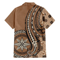 Personalized Tonga Ngatu Family Matching Puletasi and Hawaiian Shirt Vintage Brown Manulua Motifs LT7 - Polynesian Pride