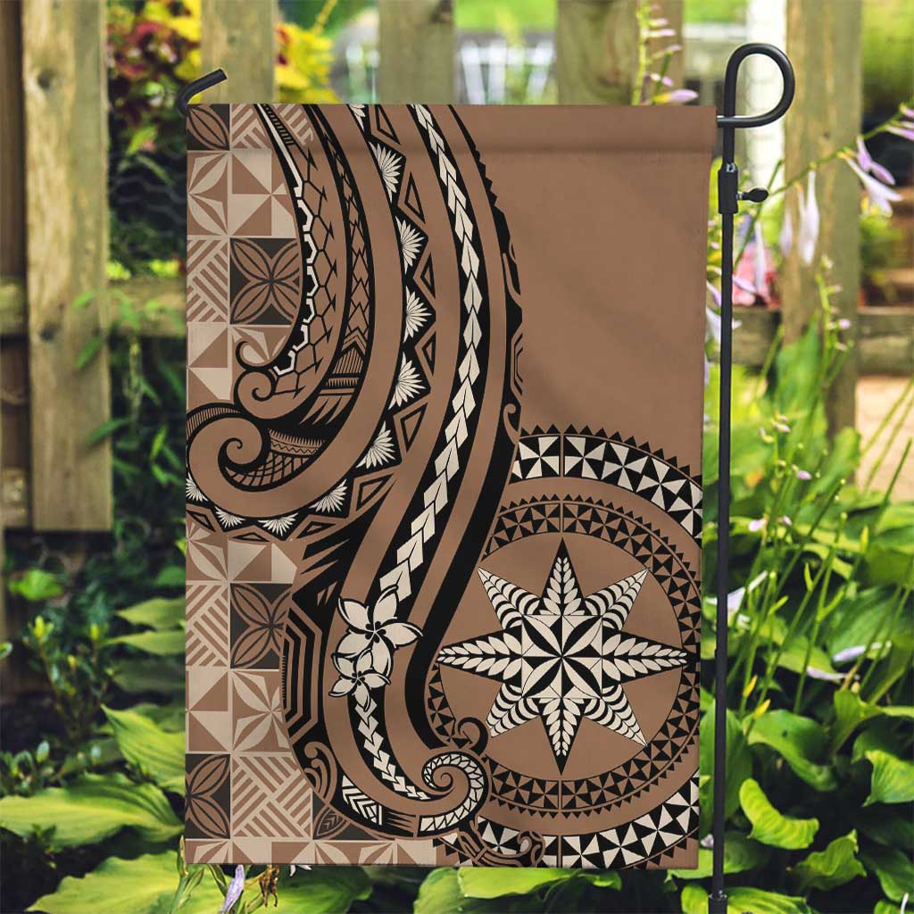 Tonga Ngatu Garden Flag Vintage Brown Manulua Motifs