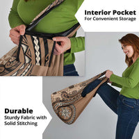 Tonga Ngatu Grocery Bag Vintage Brown Manulua Motifs