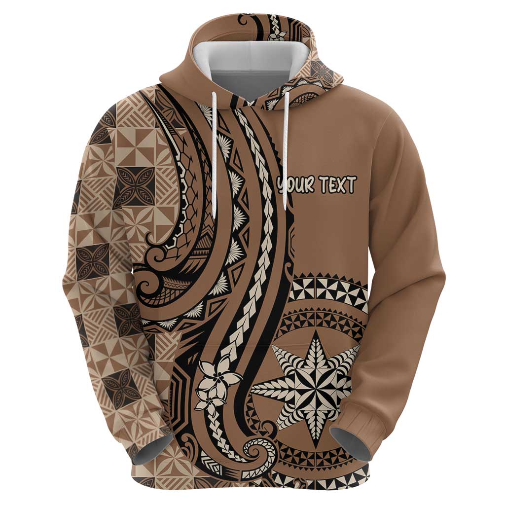 Personalized Tonga Ngatu Hoodie Vintage Brown Manulua Motifs