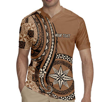 Personalized Tonga Ngatu Rugby Jersey Vintage Brown Manulua Motifs