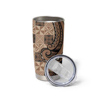 Personalized Tonga Ngatu Tumbler Cup Vintage Brown Manulua Motifs