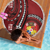 Tonga Ngatu Beach Blanket Iconic Red Manulua Motifs
