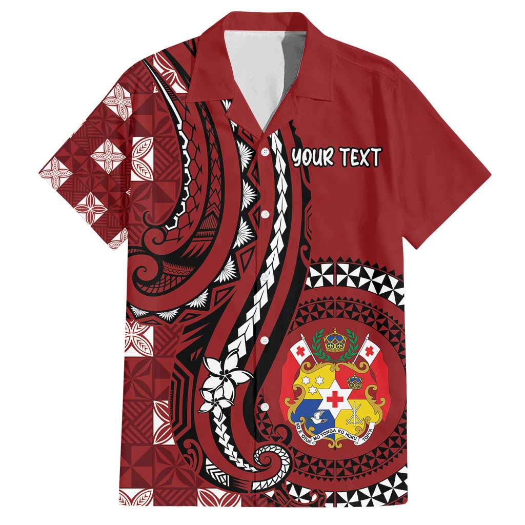 Personalized Tonga Ngatu Family Matching Long Sleeve Bodycon Dress and Hawaiian Shirt Iconic Red Manulua Motifs LT7 Dad's Shirt - Short Sleeve Red - Polynesian Pride