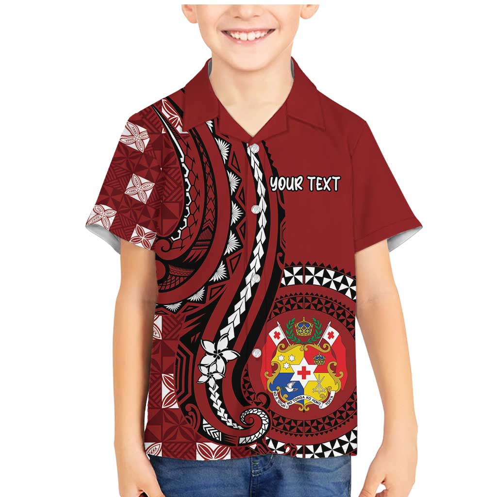 Personalized Tonga Ngatu Family Matching Mermaid Dress and Hawaiian Shirt Iconic Red Manulua Motifs LT7 Son's Shirt Red - Polynesian Pride