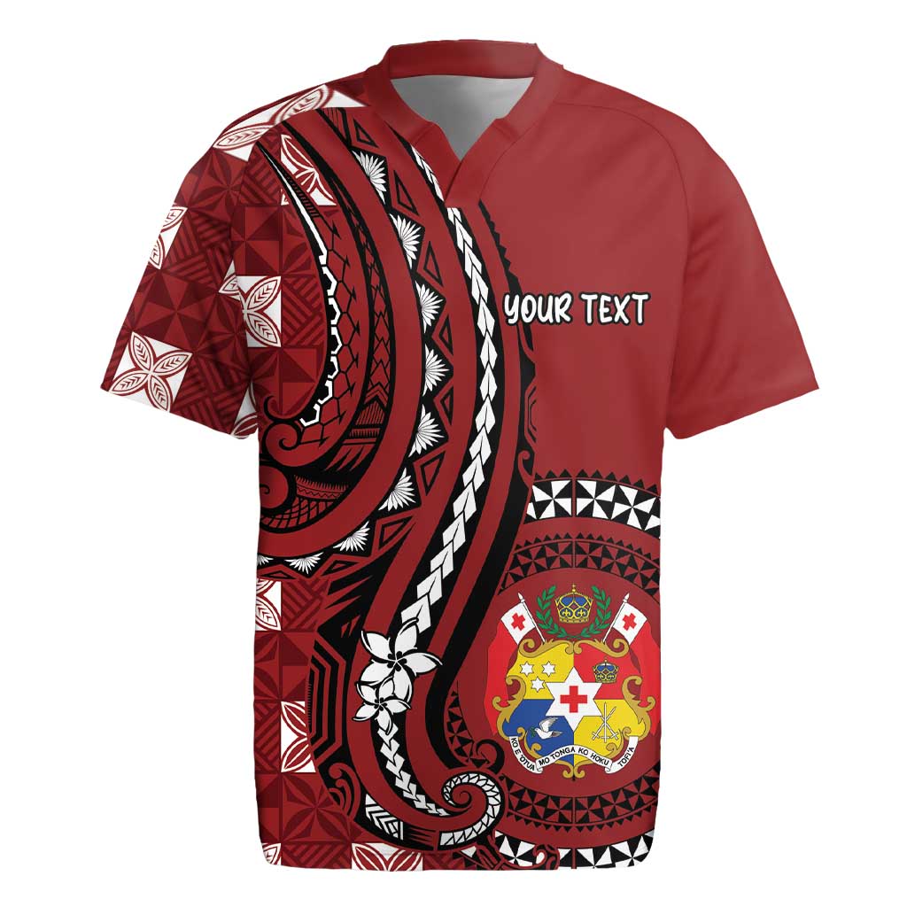 Personalized Tonga Ngatu Rugby Jersey Iconic Red Manulua Motifs