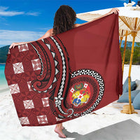 Tonga Ngatu Sarong Iconic Red Manulua Motifs
