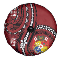 Tonga Ngatu Spare Tire Cover Iconic Red Manulua Motifs