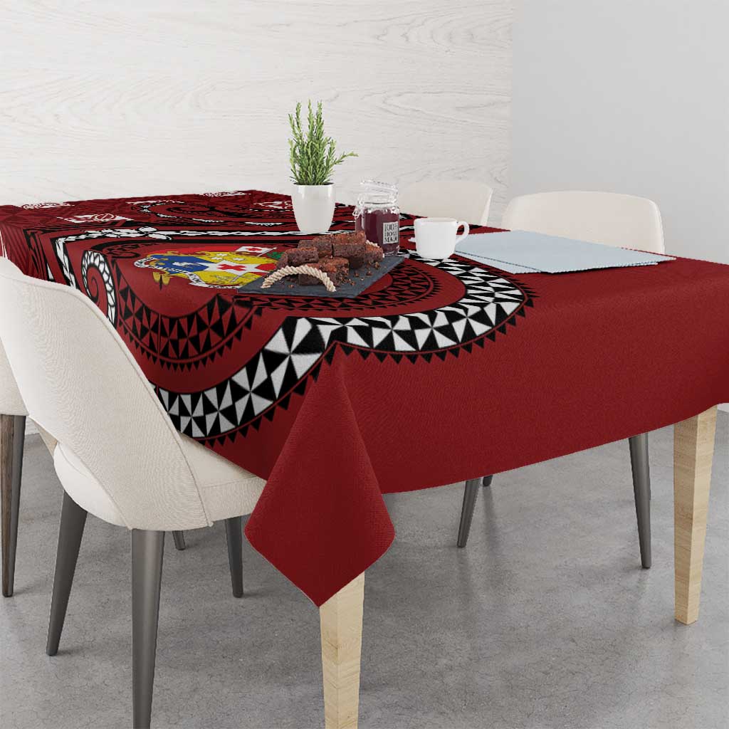 Tonga Ngatu Tablecloth Iconic Red Manulua Motifs