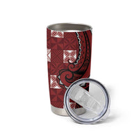 Personalized Tonga Ngatu Tumbler Cup Iconic Red Manulua Motifs