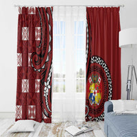 Tonga Ngatu Window Curtain Iconic Red Manulua Motifs