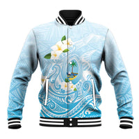 Guam Fishhook Mix Guasali Flowers Baseball Jacket Dreaming Turquoise