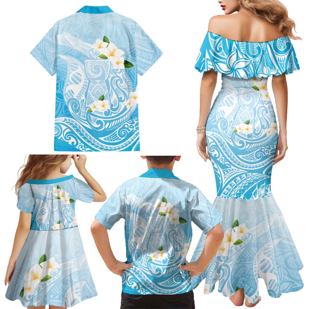 Guam Fishhook Mix Guasali Flowers Family Matching Mermaid Dress and Hawaiian Shirt Dreaming Turquoise LT7 - Polynesian Pride