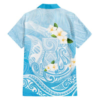 Guam Fishhook Mix Guasali Flowers Family Matching Off The Shoulder Long Sleeve Dress and Hawaiian Shirt Dreaming Turquoise LT7 - Polynesian Pride