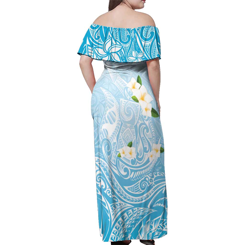 Guam Fishhook Mix Guasali Flowers Family Matching Off Shoulder Maxi Dress and Hawaiian Shirt Dreaming Turquoise LT7 - Polynesian Pride
