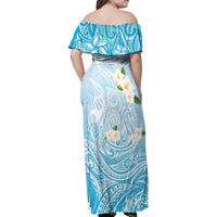 Guam Fishhook Mix Guasali Flowers Family Matching Off Shoulder Maxi Dress and Hawaiian Shirt Dreaming Turquoise LT7 - Polynesian Pride