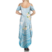 Guam Fishhook Mix Guasali Flowers Family Matching Summer Maxi Dress and Hawaiian Shirt Dreaming Turquoise LT7 - Polynesian Pride