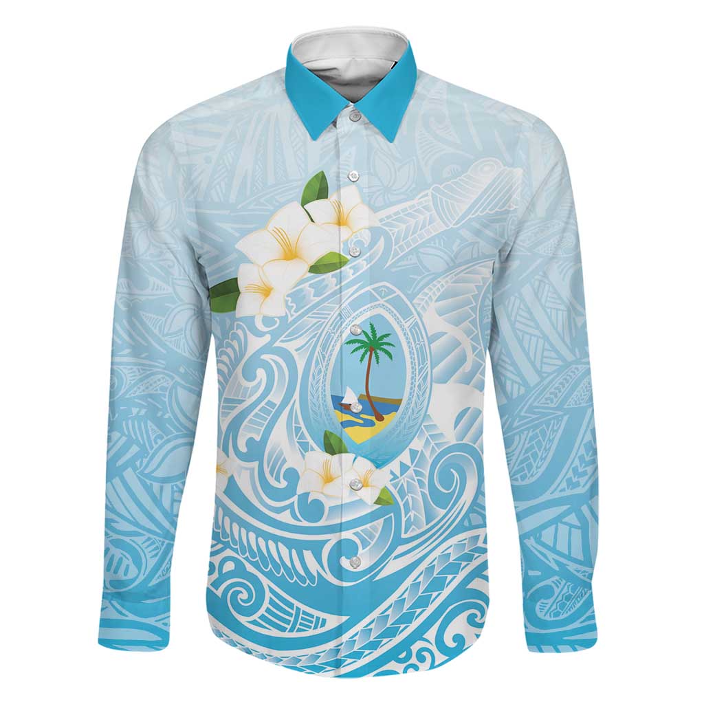 Guam Fishhook Mix Guasali Flowers Family Matching Tank Maxi Dress and Hawaiian Shirt Dreaming Turquoise LT7 Dad's Shirt - Long Sleeve Turquoise - Polynesian Pride