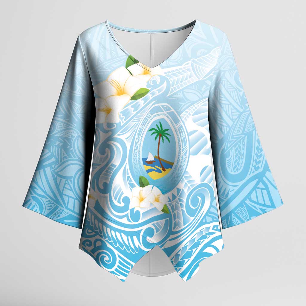 Guam Fishhook Mix Guasali Flowers Kimono Sleeve Blouse Dreaming Turquoise