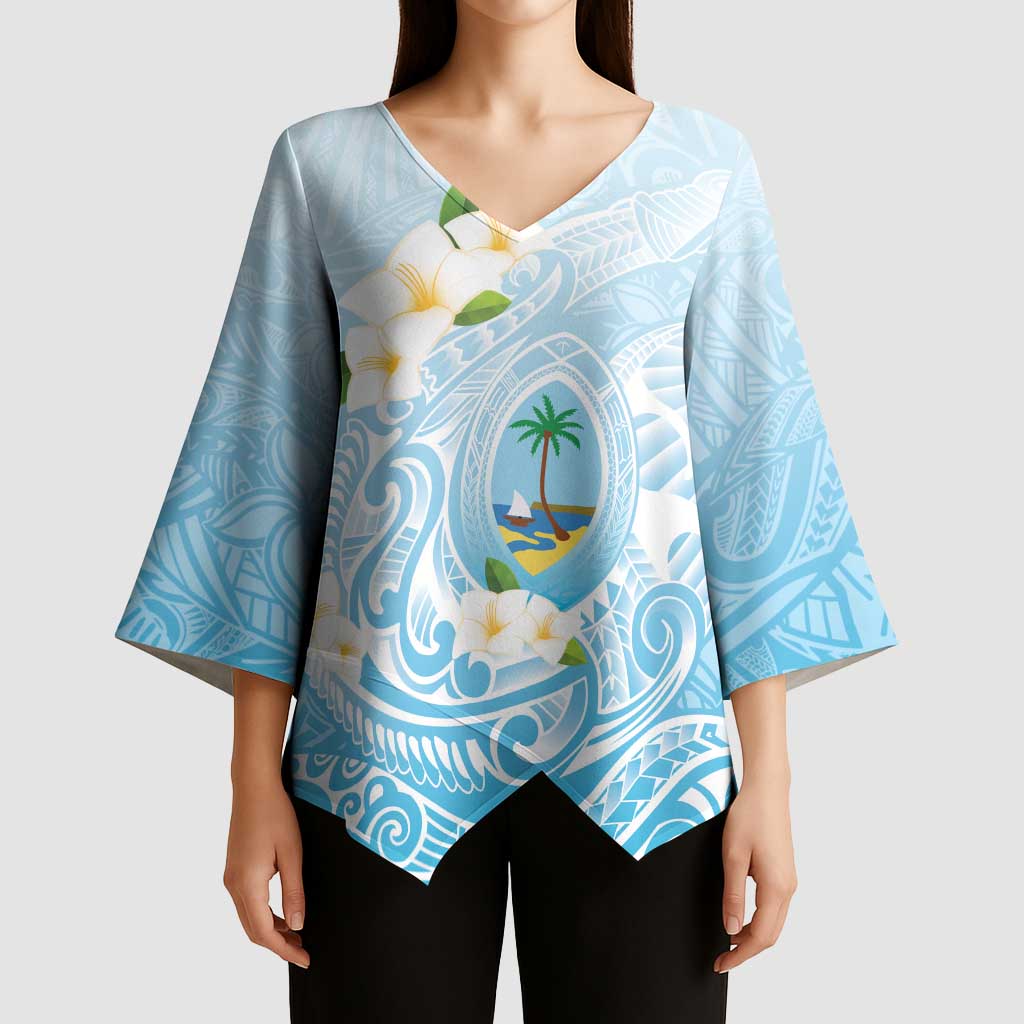 Guam Fishhook Mix Guasali Flowers Kimono Sleeve Blouse Dreaming Turquoise