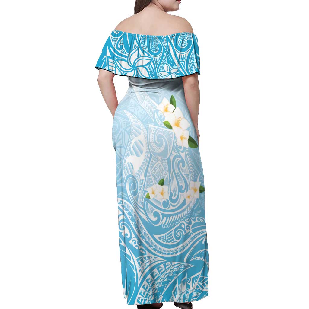 Guam Fishhook Mix Guasali Flowers Off Shoulder Maxi Dress Dreaming Turquoise