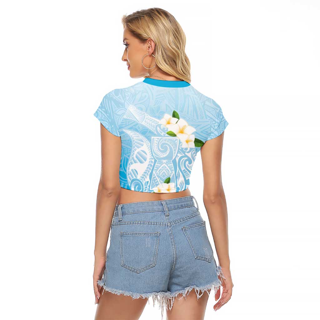 Guam Fishhook Mix Guasali Flowers Raglan Cropped T Shirt Dreaming Turquoise