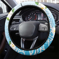 Guam Fishhook Mix Guasali Flowers Steering Wheel Cover Dreaming Turquoise