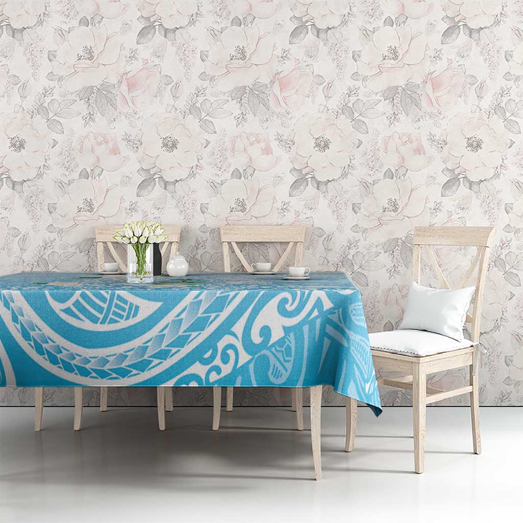 Guam Fishhook Mix Guasali Flowers Tablecloth Dreaming Turquoise