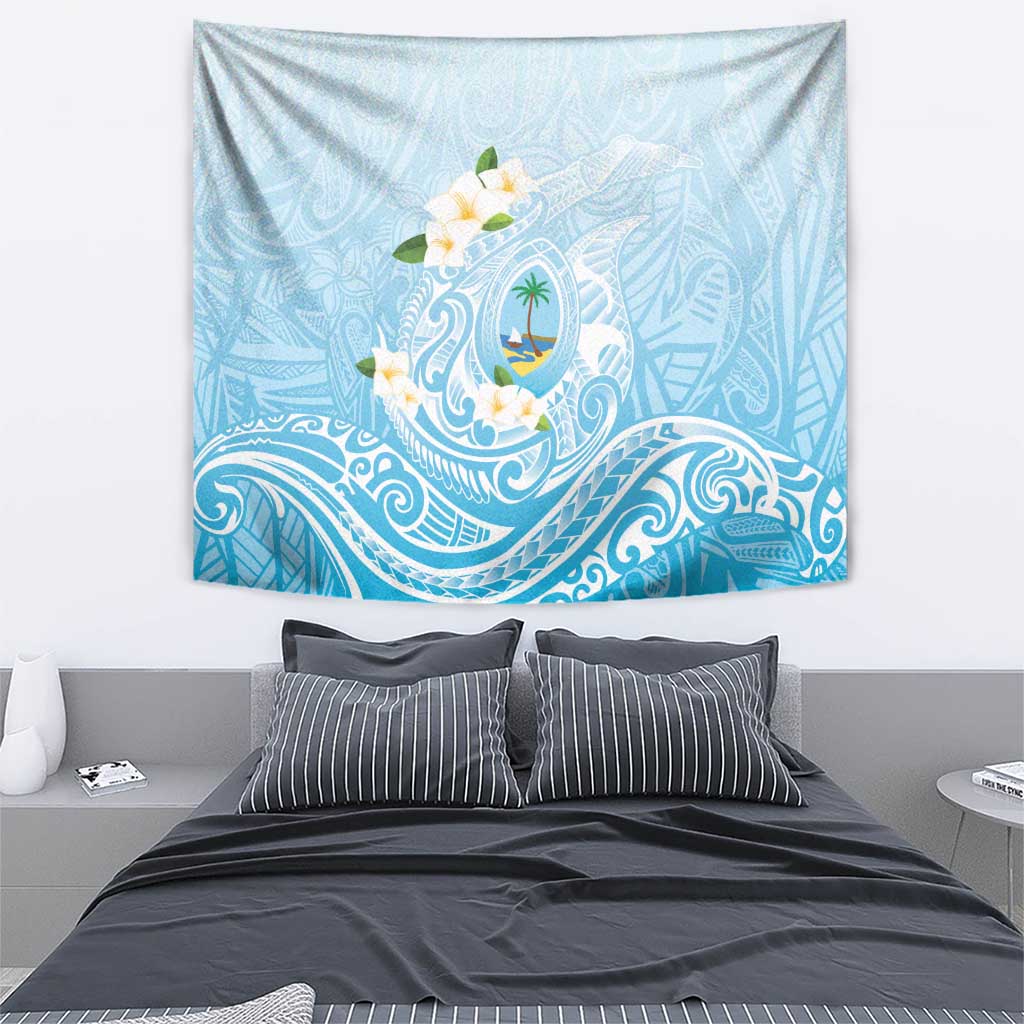 Guam Fishhook Mix Guasali Flowers Tapestry Dreaming Turquoise