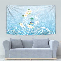 Guam Fishhook Mix Guasali Flowers Tapestry Dreaming Turquoise