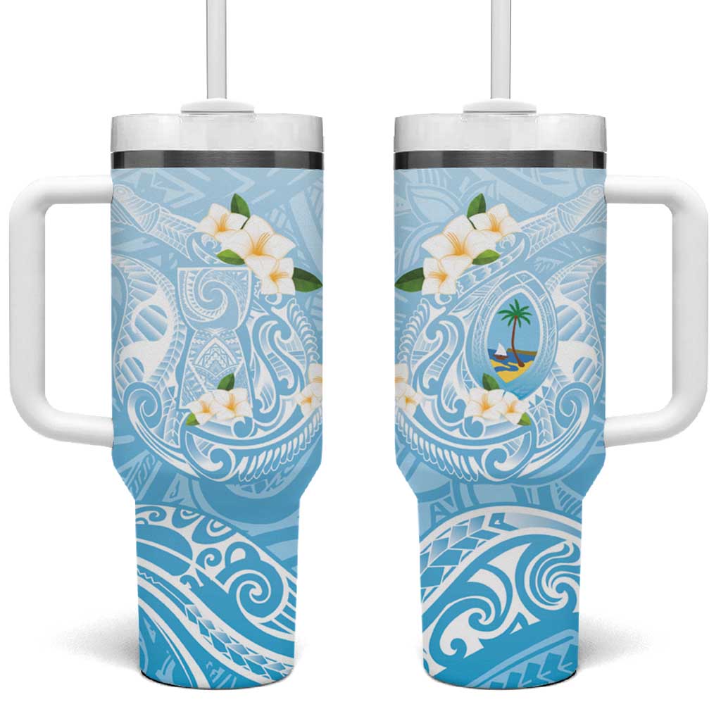 Guam Fishhook Mix Guasali Flowers Tumbler With Handle Dreaming Turquoise