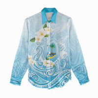 Guam Fishhook Mix Guasali Flowers Women Casual Shirt Dreaming Turquoise