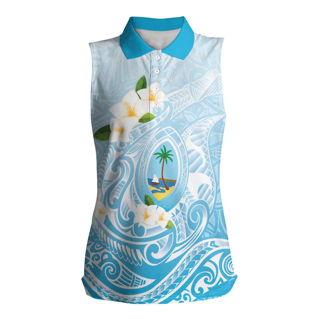 Guam Fishhook Mix Guasali Flowers Women Sleeveless Polo Shirt Dreaming Turquoise