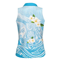 Guam Fishhook Mix Guasali Flowers Women Sleeveless Polo Shirt Dreaming Turquoise